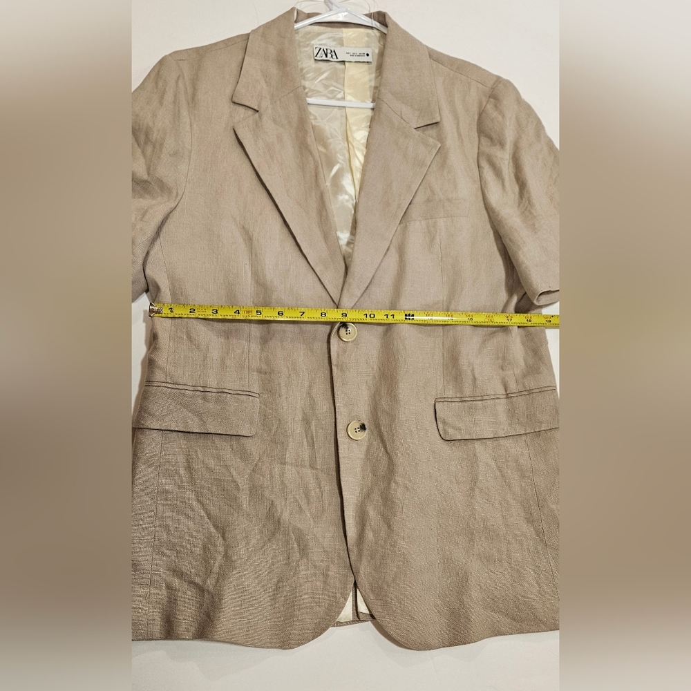 Zara Beige Short Sleeve Blazer Size L - Picture 4 of 6